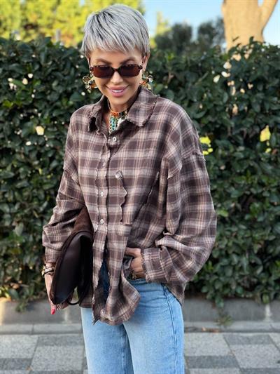 KAHVE NATUREL KESİM EKOSELİ GÖMLEK