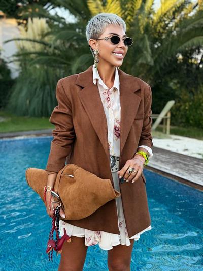 KAHVE OVERSIZE SÜET CEKET