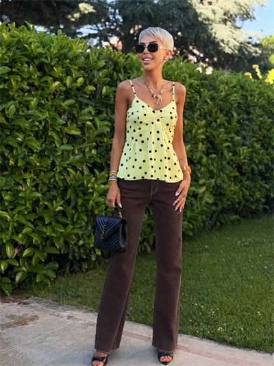 KAHVE PUSH UP WIDE LEG DENIM PANTOLON