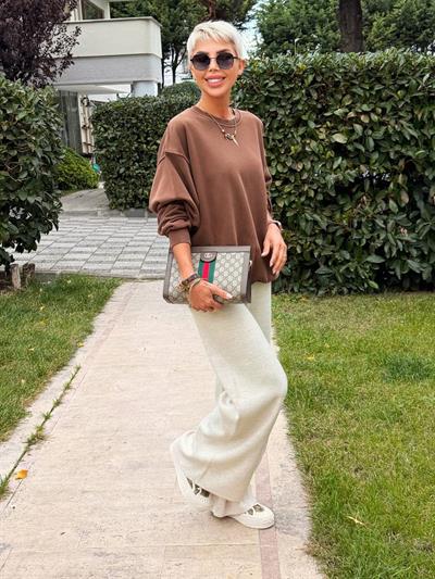 KAHVE S.STUDIO YIKAMALI OVERSIZE SWEATSHIRT