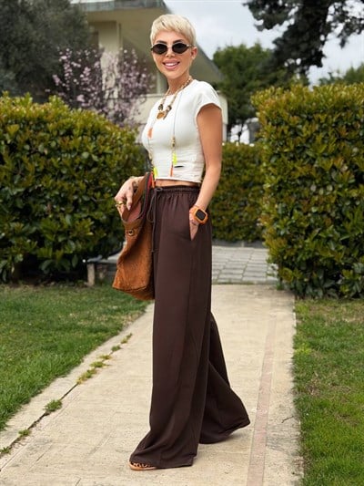 KAHVE SCARLET CROP EŞOFMAN TAKIM