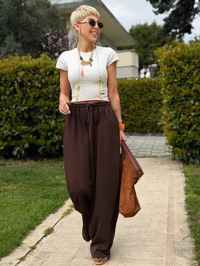 KAHVE SCARLET CROP EŞOFMAN TAKIM
