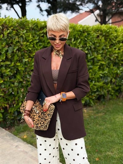 KAHVE TEK DÜĞMELİ BLAZER CEKET