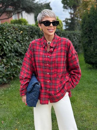 KIRMIZI NATUREL KESİM EKOSELİ GÖMLEK