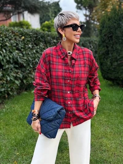 KIRMIZI NATUREL KESİM EKOSELİ GÖMLEK