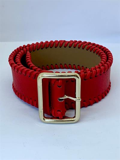 KIRMIZI ÖRGÜ BİYELİ KEMER