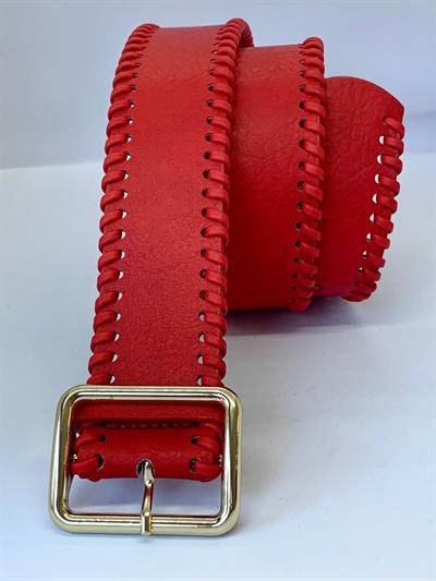 KIRMIZI ÖRGÜ BİYELİ KEMER