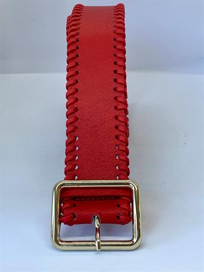 KIRMIZI ÖRGÜ BİYELİ KEMER