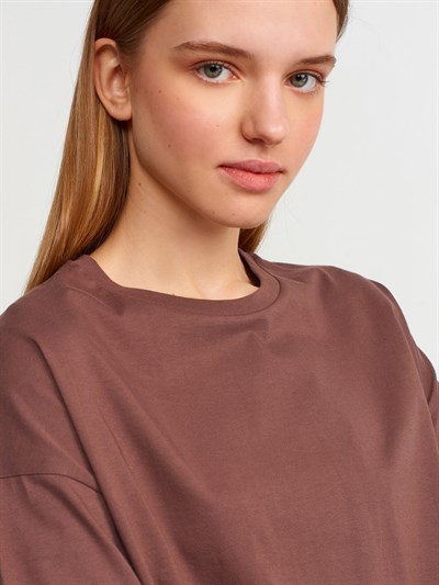 KOYU KAHVE BİSİKLET YAKA BASIC T-SHIRT