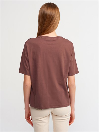 KOYU KAHVE BİSİKLET YAKA BASIC T-SHIRT