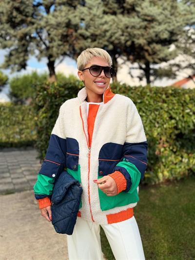 KREM CEP DETAYLI TASARIM TEDDY MONT