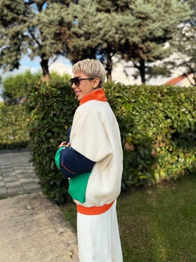 KREM CEP DETAYLI TASARIM TEDDY MONT