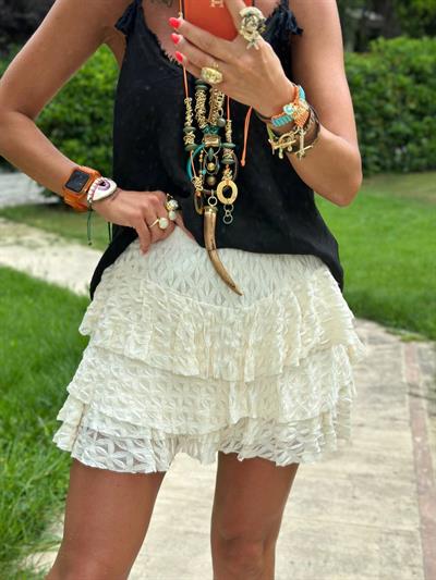 KREM DANTELLİ ŞORT ASTARLI ETEK