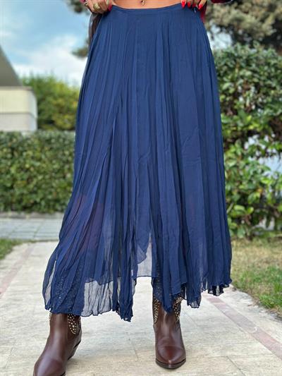 LACİVERT ASTARLI  ASİMETRİK TÜL ETEK 