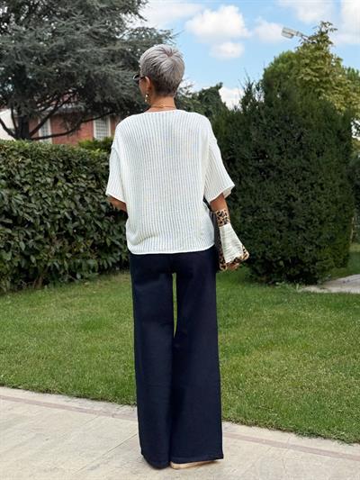 LACİVERT BELİ LASTİKLİ PALAZZO JEAN PANTOLON