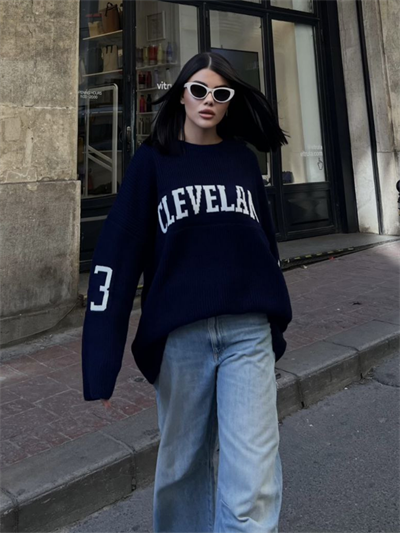 LACİVERT CLEVELAND OVERSIZE TRİKO KAZAK