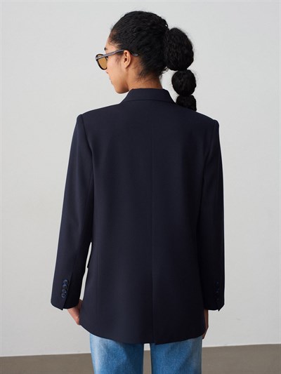 LACİVERT DÜĞME DETAY BLAZER CEKET