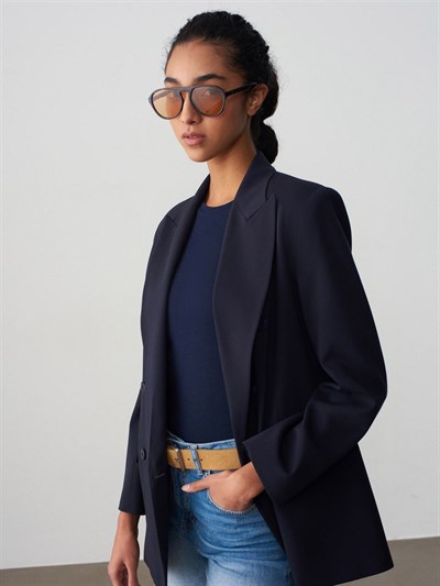 LACİVERT DÜĞME DETAY BLAZER CEKET
