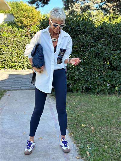 LACİVERT FİTİLLİ YÜKSEK BEL TAYT