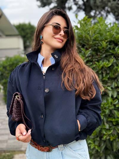 LACİVERT NUBUK BOMBER CEKET