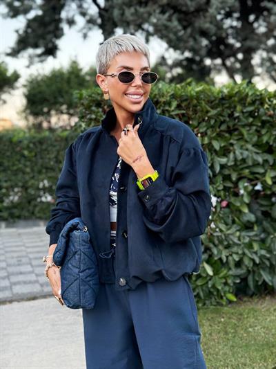 LACİVERT NUBUK BOMBER CEKET