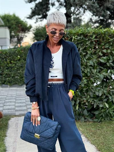 LACİVERT NUBUK BOMBER CEKET