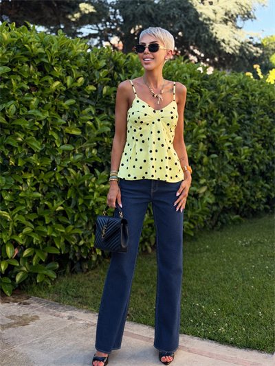 LACİVERT PUSH UP WIDE LEG DENIM PANTOLON