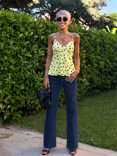 LACİVERT PUSH UP WIDE LEG DENIM PANTOLON