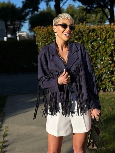 LACİVERT PÜSKÜLLÜ NUBUK CEKET