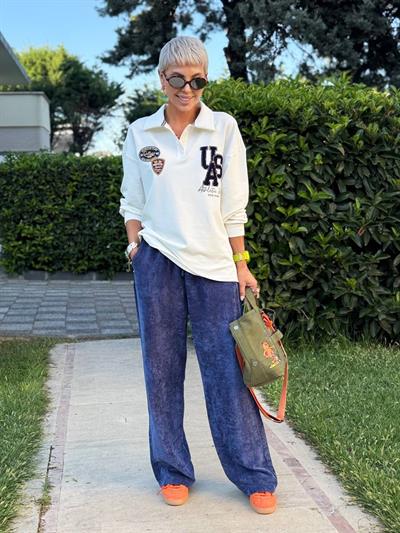 LACİVERT RENK KADİFE FİTİLLİ PANTOLON