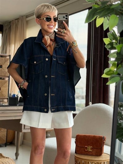 LACİVERT S.STUDIO TASARIM JEAN YELEK 