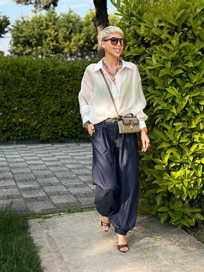 LACİVERT S.STUDIO ŞALVAR MODEL DENIM PANTOLON