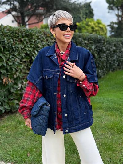 LACİVERT S.STUDIO TASARIM JEAN YELEK 