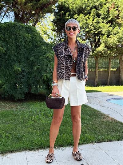 LEOPAR DESEN LOL MODEL DENİM YELEK