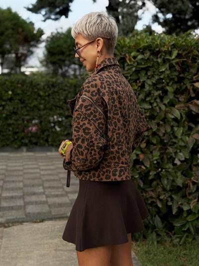 LEOPAR DESEN LOL MODEL FERMUARLI CEKET