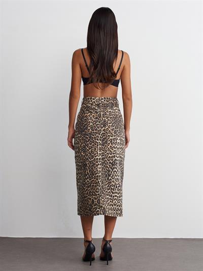 LEOPAR DESEN ÖNDEN YIRTMAÇLI ETEK