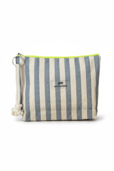 MARİNE ÇİZGİLİ NEON YEŞİL CLUTCH ÇANTA 