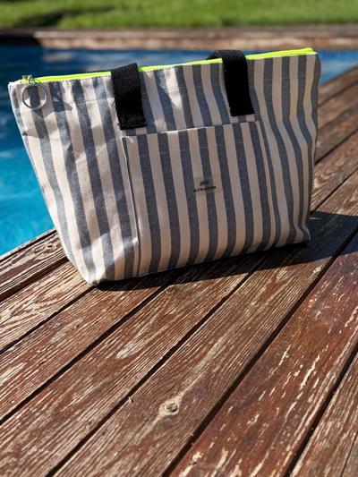 MARİN ÇİZGİLİ SİYAH SAPLI MEDIUM ÇANTA