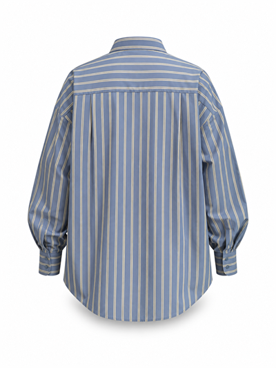 MAVİ BEYAZ ÇİZGİLİ OVERSIZE PREMIUM GÖMLEK
