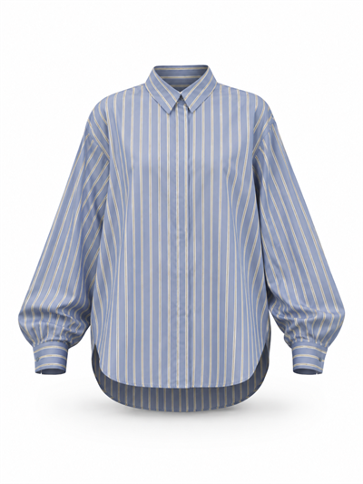 MAVİ BEYAZ ÇİZGİLİ OVERSIZE PREMIUM GÖMLEK
