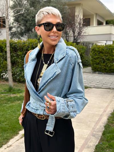 MAVİ LOL MODEL TEK DÜĞMELİ KEMERLİ DENIM CEKET