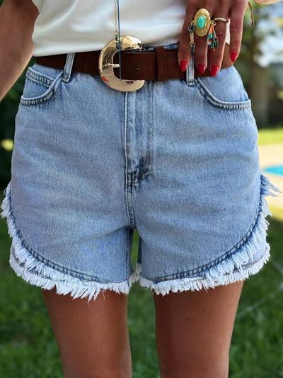 MAVİ PÜSKÜL DETAY DENIM ŞORT