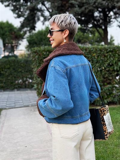 MAVİ TEDDY DETAYLI MONT