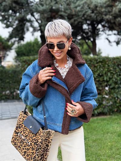 MAVİ TEDDY DETAYLI MONT