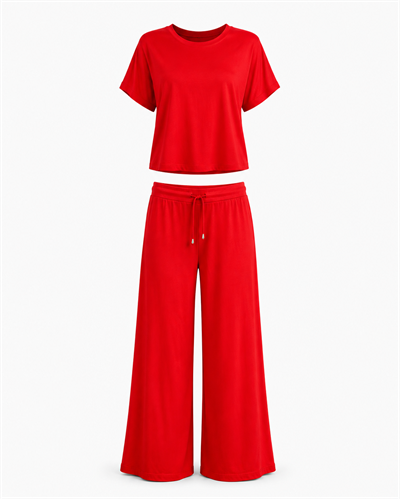 MODAL SOFT TSHIRT PANTOLON TAKIM KIRMIZI
