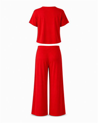 MODAL SOFT TSHIRT PANTOLON TAKIM KIRMIZI