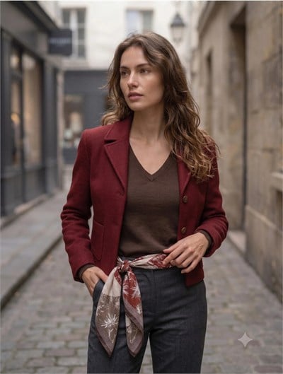 Modern Çiçek Desenli Pamuk Fular Vizon