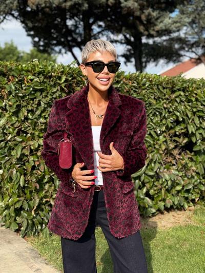 MÜRDÜM KEMERLİ LEOPAR PELUŞ CEKET