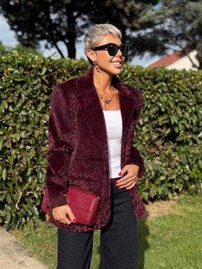 MÜRDÜM KEMERLİ LEOPAR PELUŞ CEKET