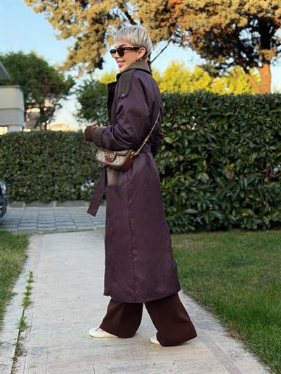 BORDO İÇİ KÜRKLÜ MUMLU TRENÇ